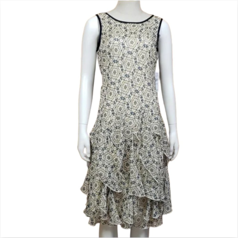 Robbie Bee Womens Dress Size 4 Sleeveless Ruffled Knee Length New